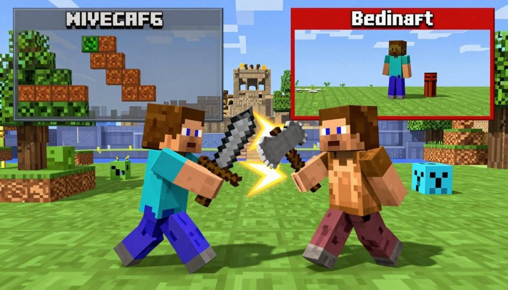 Minecraft combat mechanics comparison